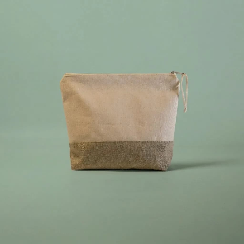 Neceser en Lona de Algodon combinada 27x23x7 cm con Fuelle Inferior - 1