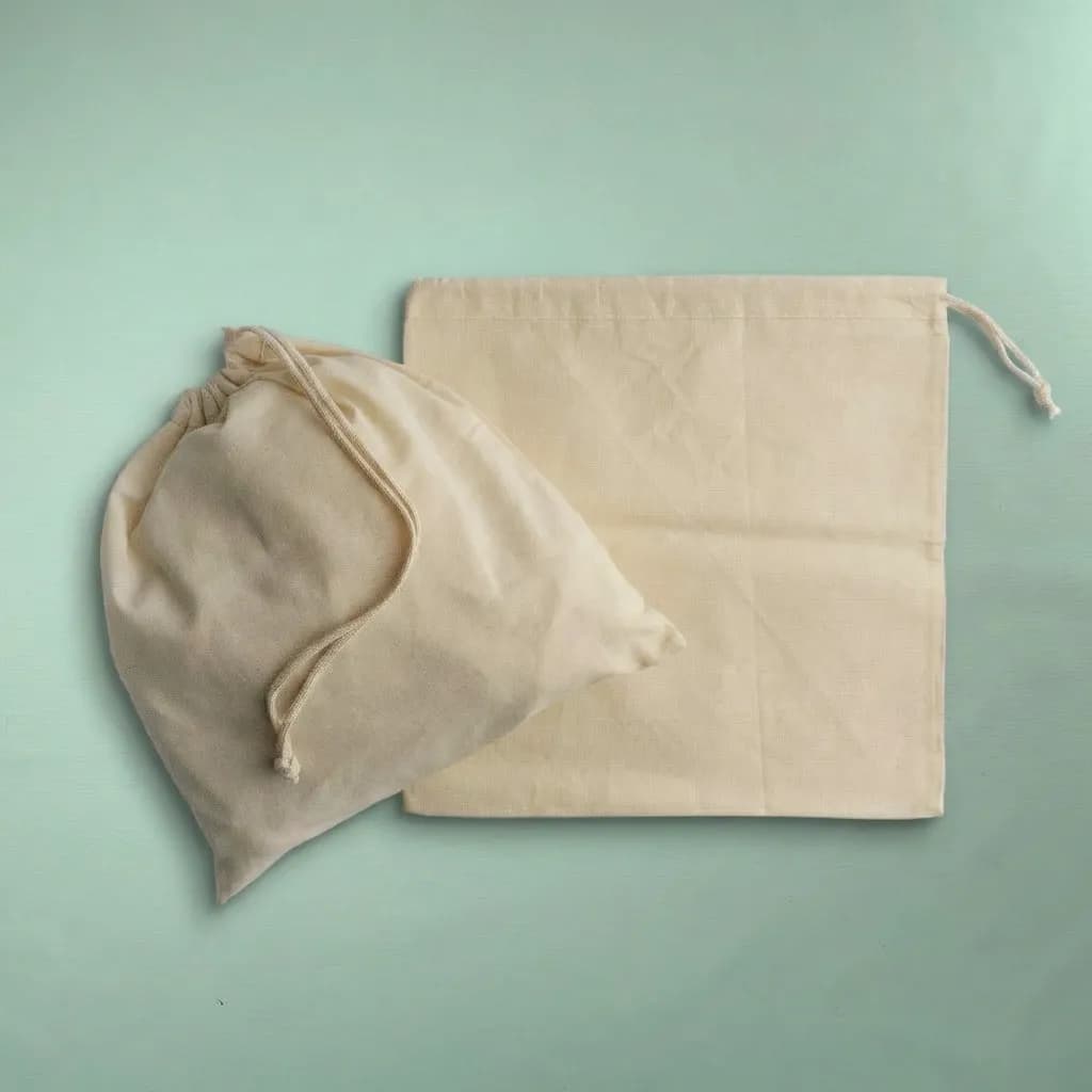 Bolsa 25x25 cm Lienzo 100% Algodón - Cierre de Ahorque Cordón - 1