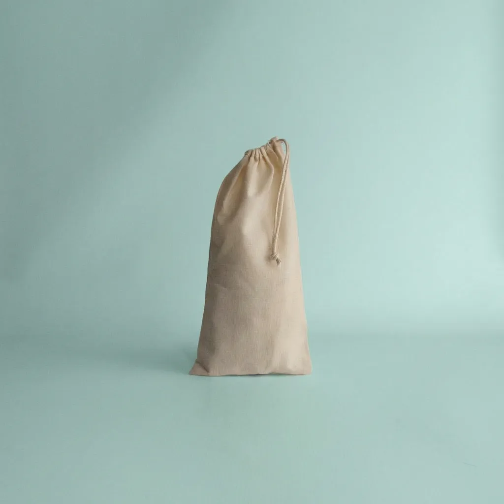 Bolsa 15x35 cm Lienzo 100% Algodón - Cierre de Ahorque Cordón - 1