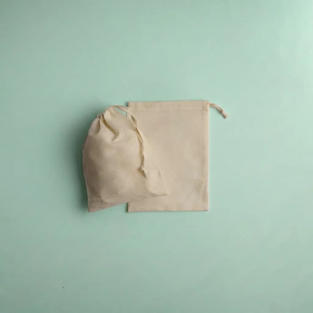 Bolsa 15x20 cm Lienzo Sublimable - Poliester 70% - Algodón 30%, Cierre de Ahorque Cinta Hilera
