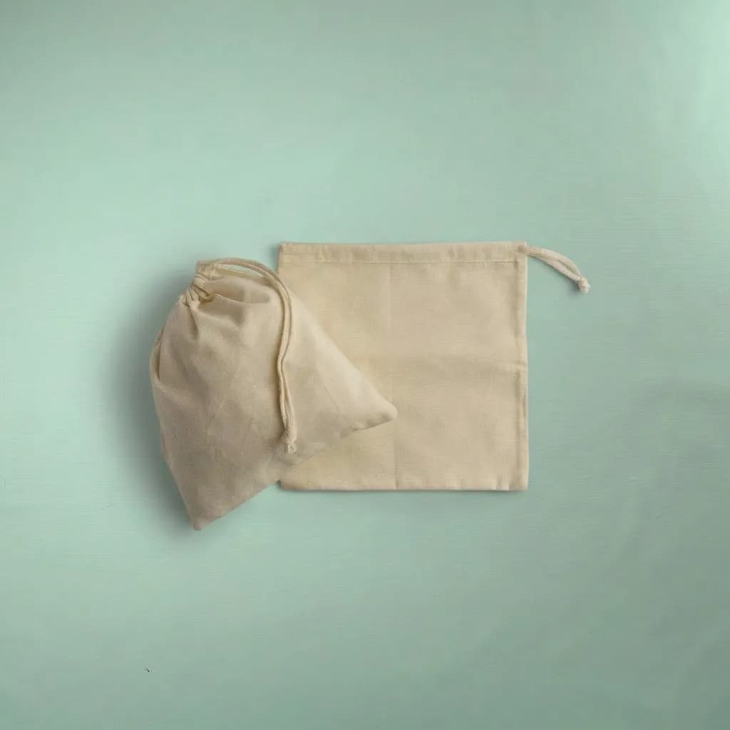 Bolsa 20x20 cm Lienzo 100% Algodón - Cierre de Ahorque Cordón
