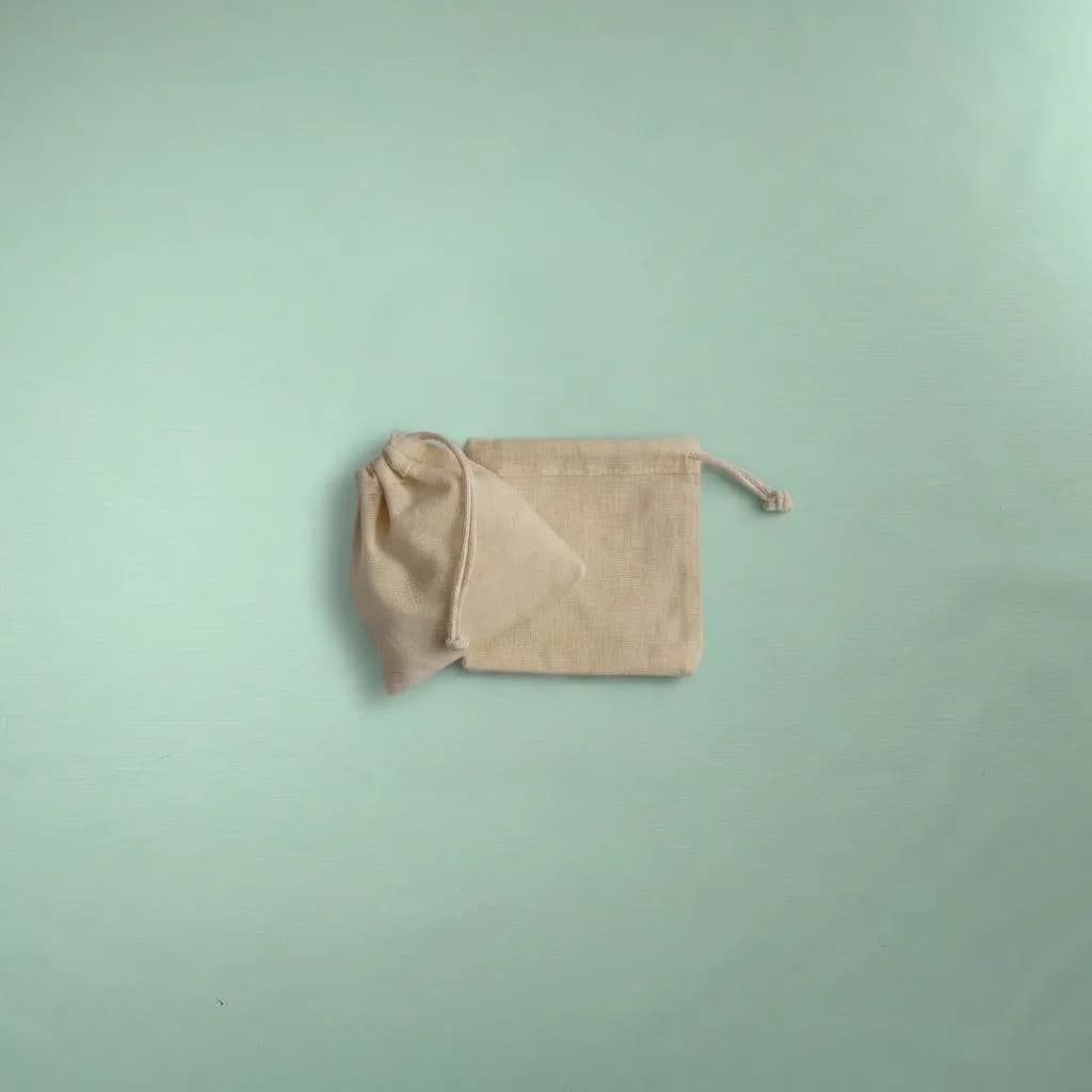 Bolsa 10x10 cm Lienzo 100% Algodón - Cierre de Ahorque Cordón