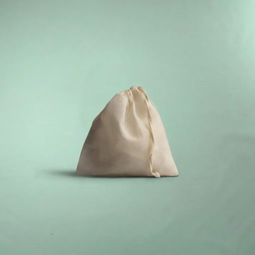 Bolsa 20x20 cm Lienzo Sublimable - Poliester 70% - Algodón 30%, Cierre de Ahorque Cinta Hilera